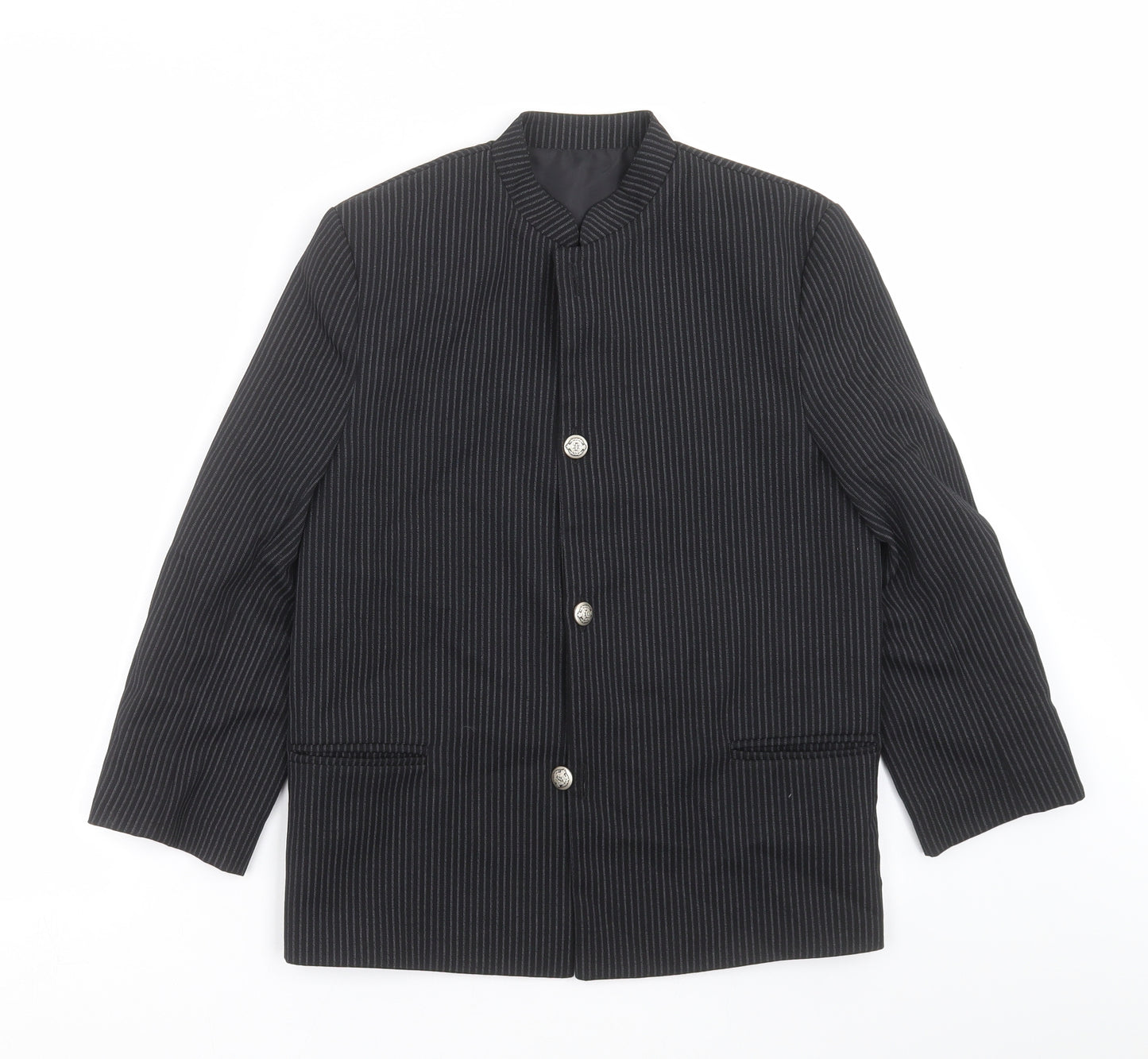 Preworn Boys Black Striped  Jacket Blazer Size 9 Years