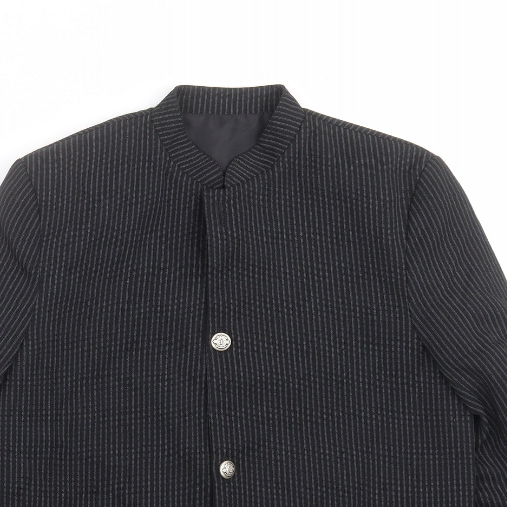 Preworn Boys Black Striped  Jacket Blazer Size 9 Years