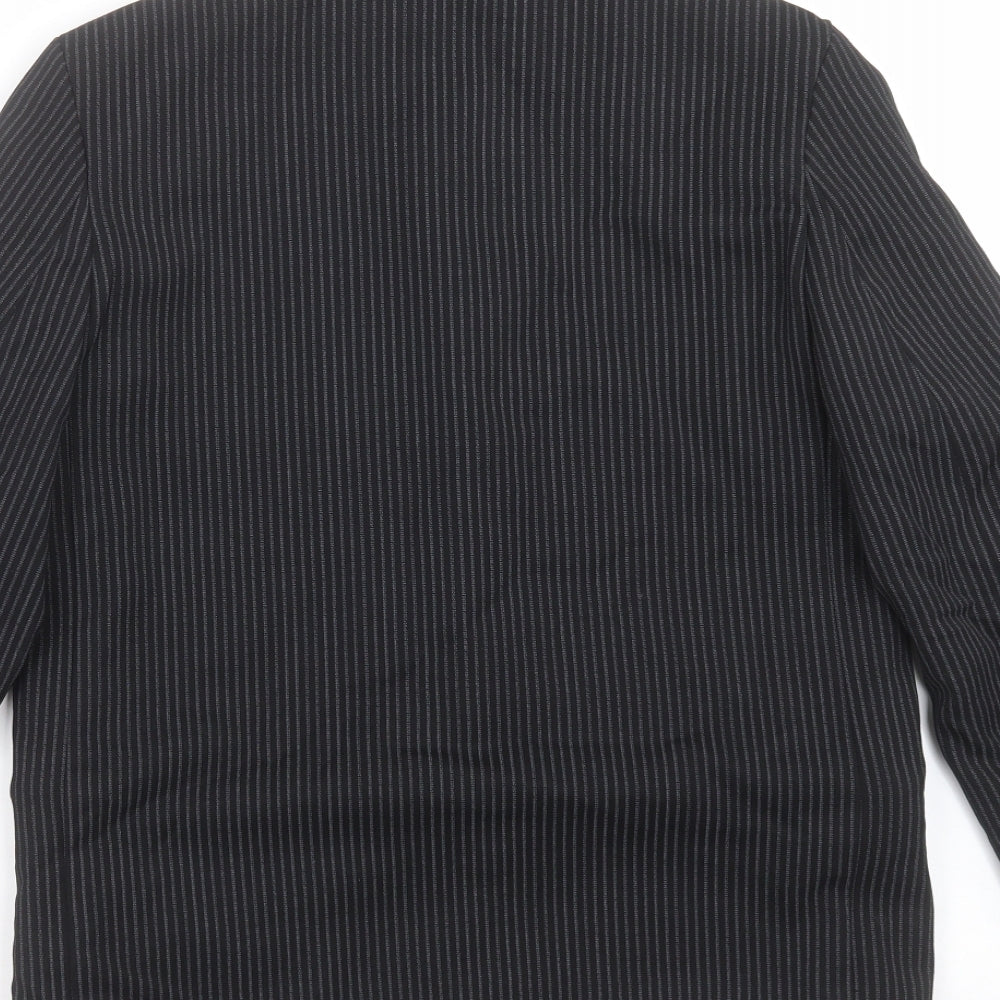Preworn Boys Black Striped  Jacket Blazer Size 9 Years