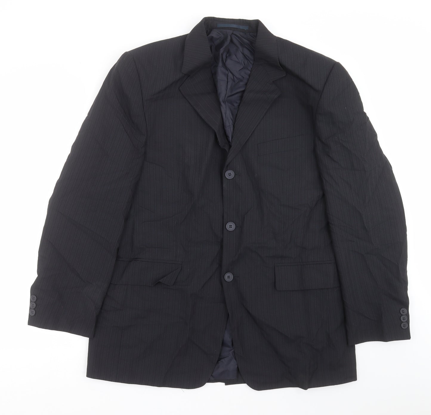 F&F Mens Black Striped  Jacket Suit Jacket Size 42