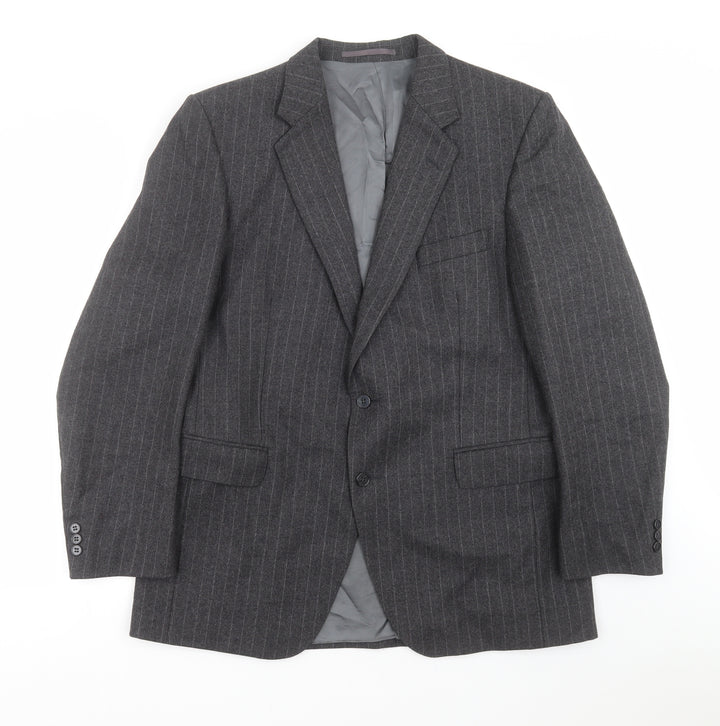 Burton Mens Grey Striped  Jacket Suit Jacket Size 42