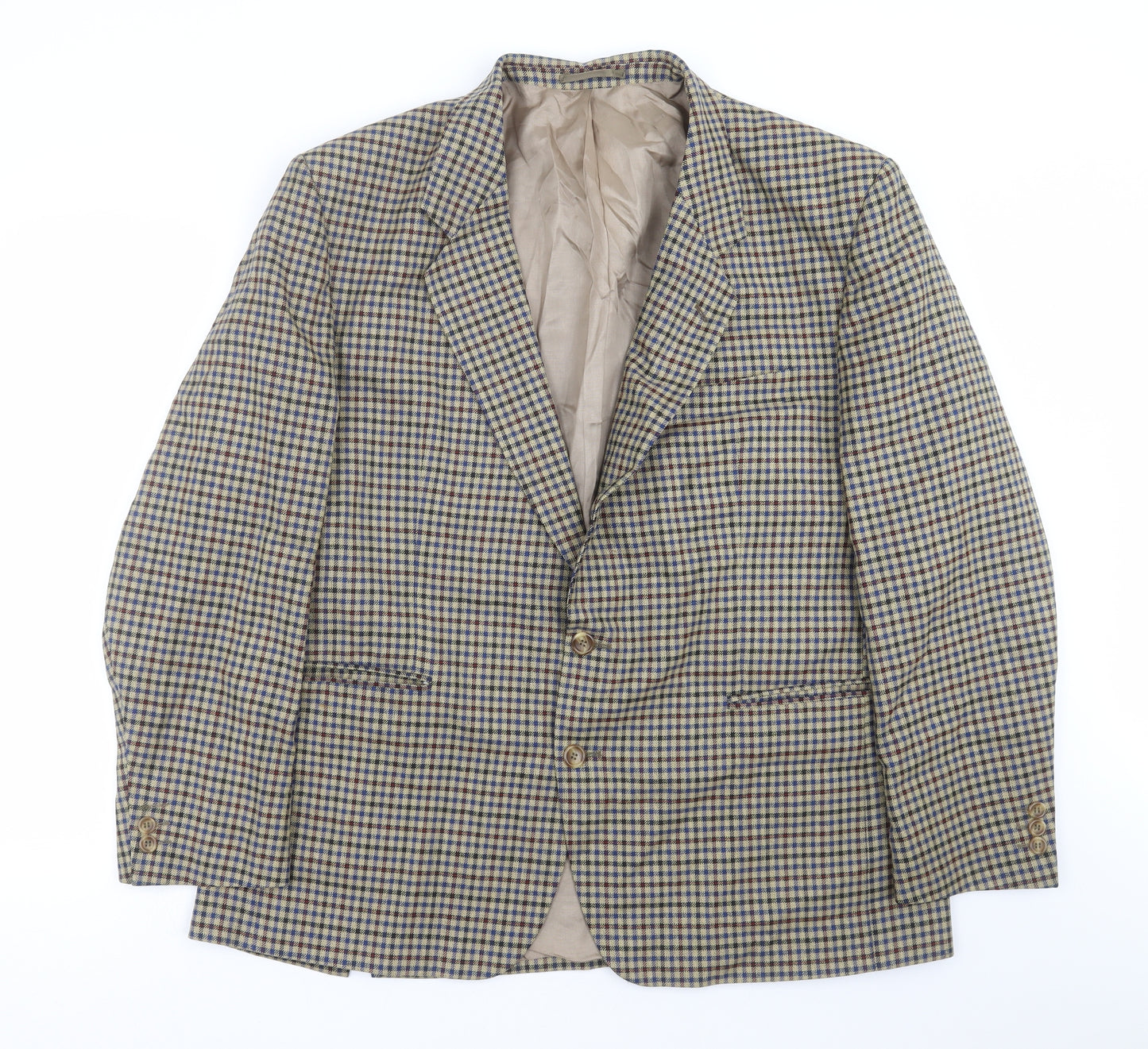 VARTEKS Mens Beige Check  Jacket Suit Jacket Size 46