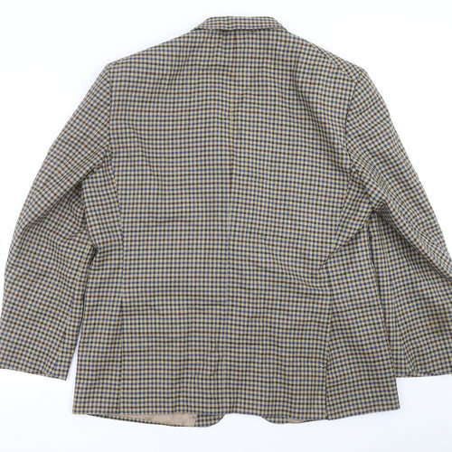 VARTEKS Mens Beige Check  Jacket Suit Jacket Size 46