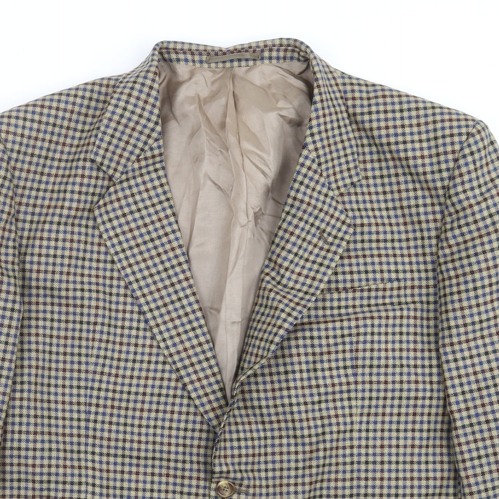 VARTEKS Mens Beige Check  Jacket Suit Jacket Size 46