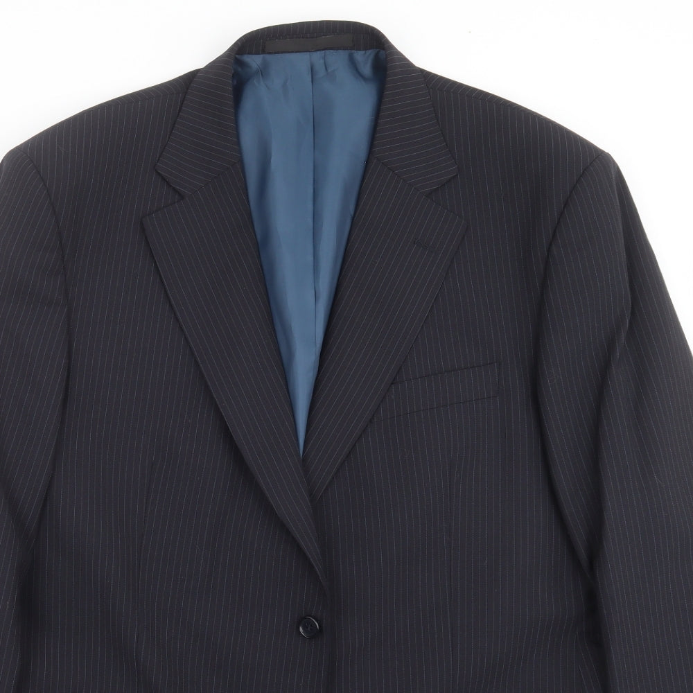 Marks and Spencer Mens Blue Striped  Jacket Suit Jacket Size 44