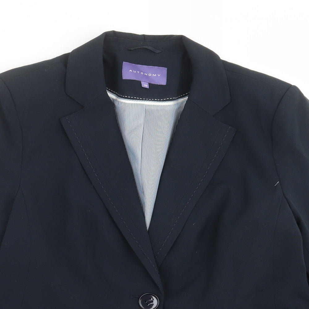 Autonomy Womens Blue   Jacket Suit Jacket Size 18
