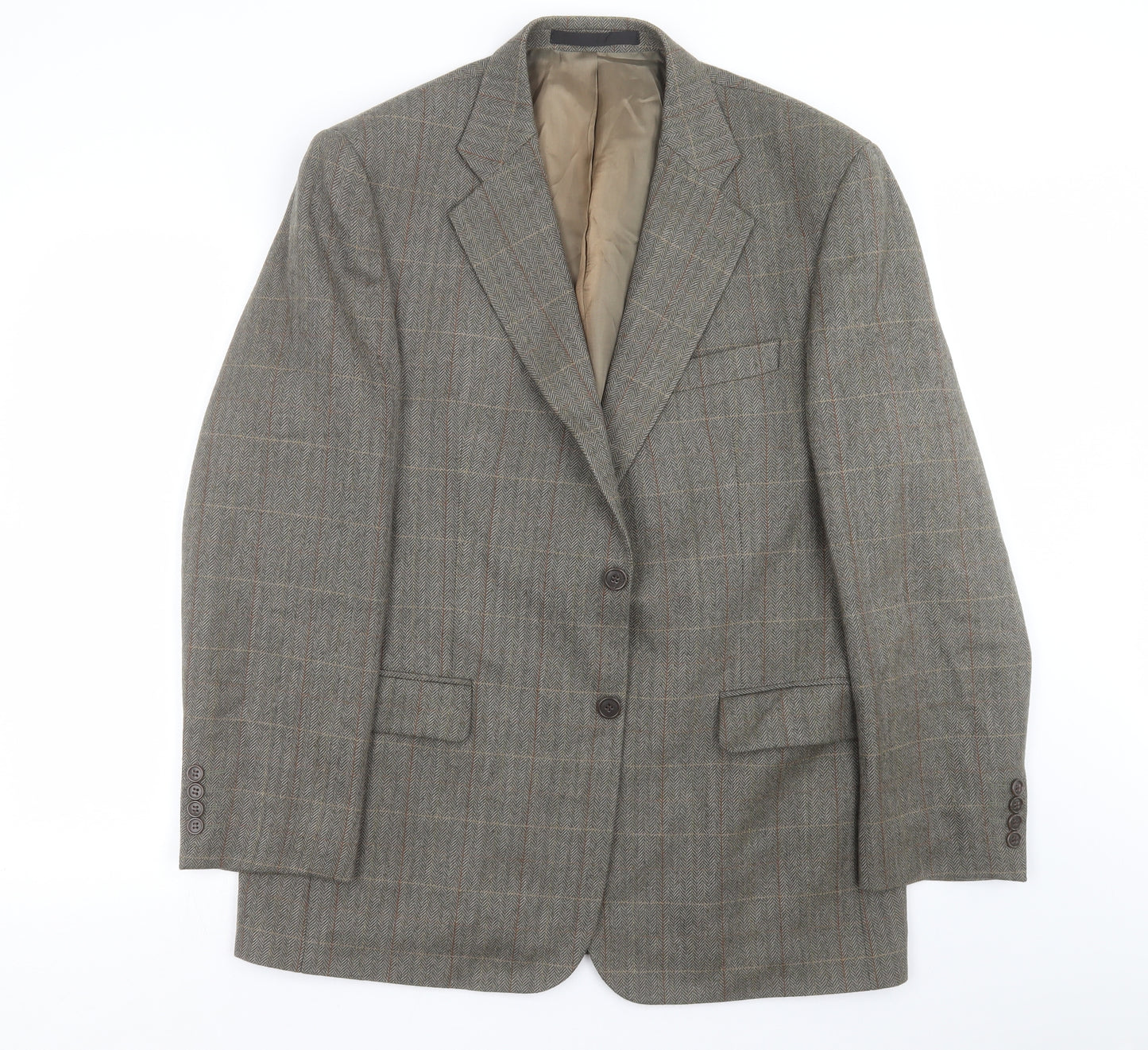 Marks and Spencer Mens Green Herringbone  Jacket Suit Jacket Size 42