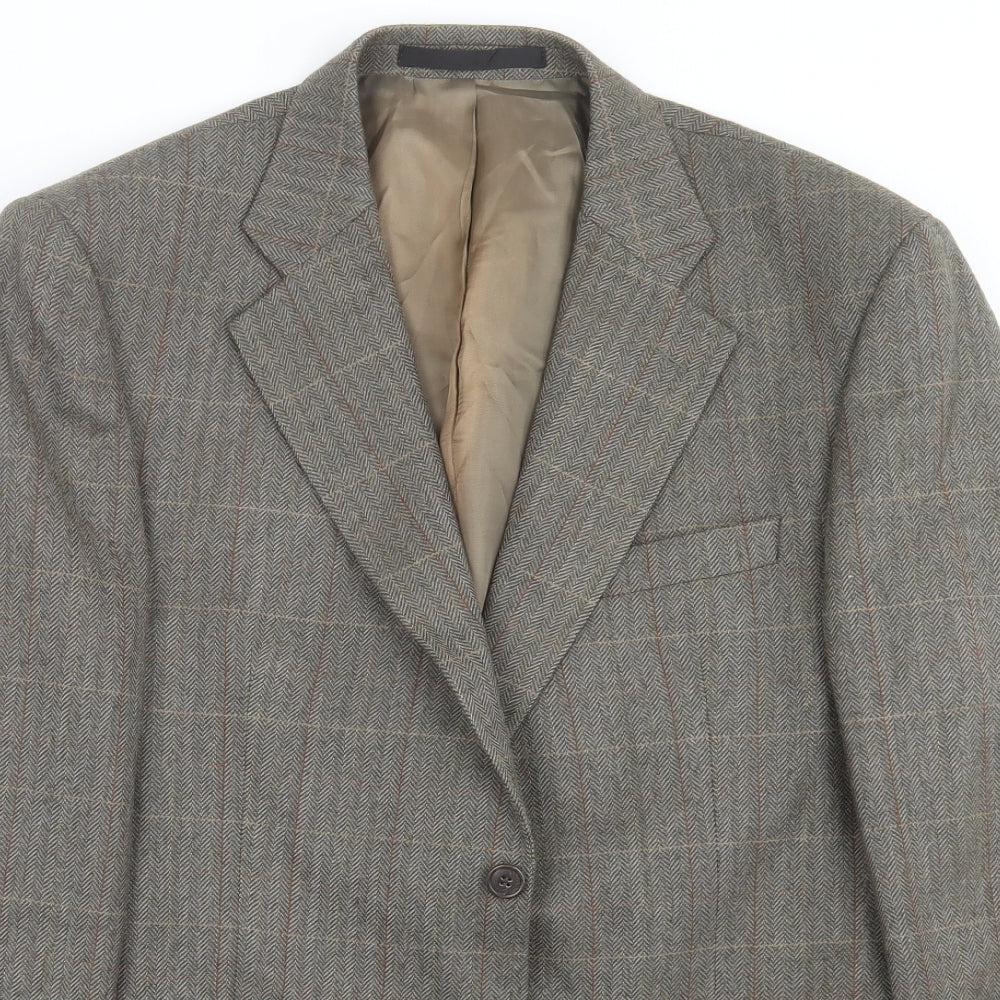 Marks and Spencer Mens Green Herringbone  Jacket Suit Jacket Size 42