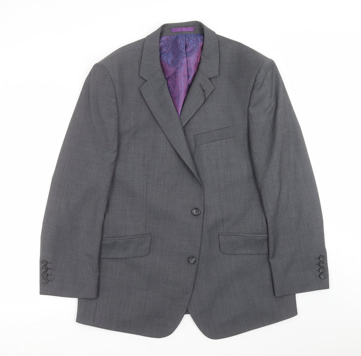 Preworn Mens Grey Striped  Jacket Suit Jacket Size 42