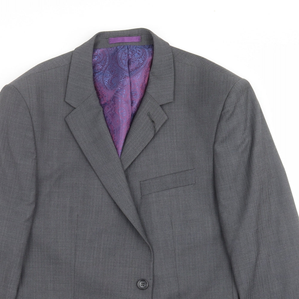 Preworn Mens Grey Striped  Jacket Suit Jacket Size 42
