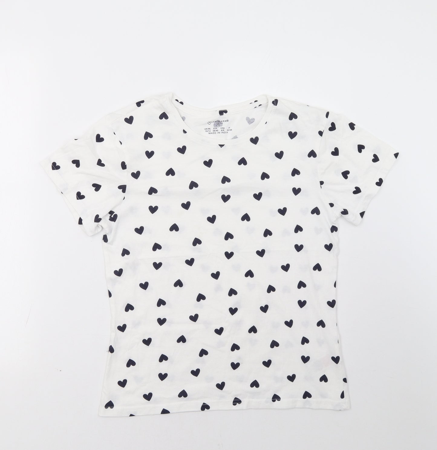 Primark Womens White Polka Dot  Basic T-Shirt Size 12