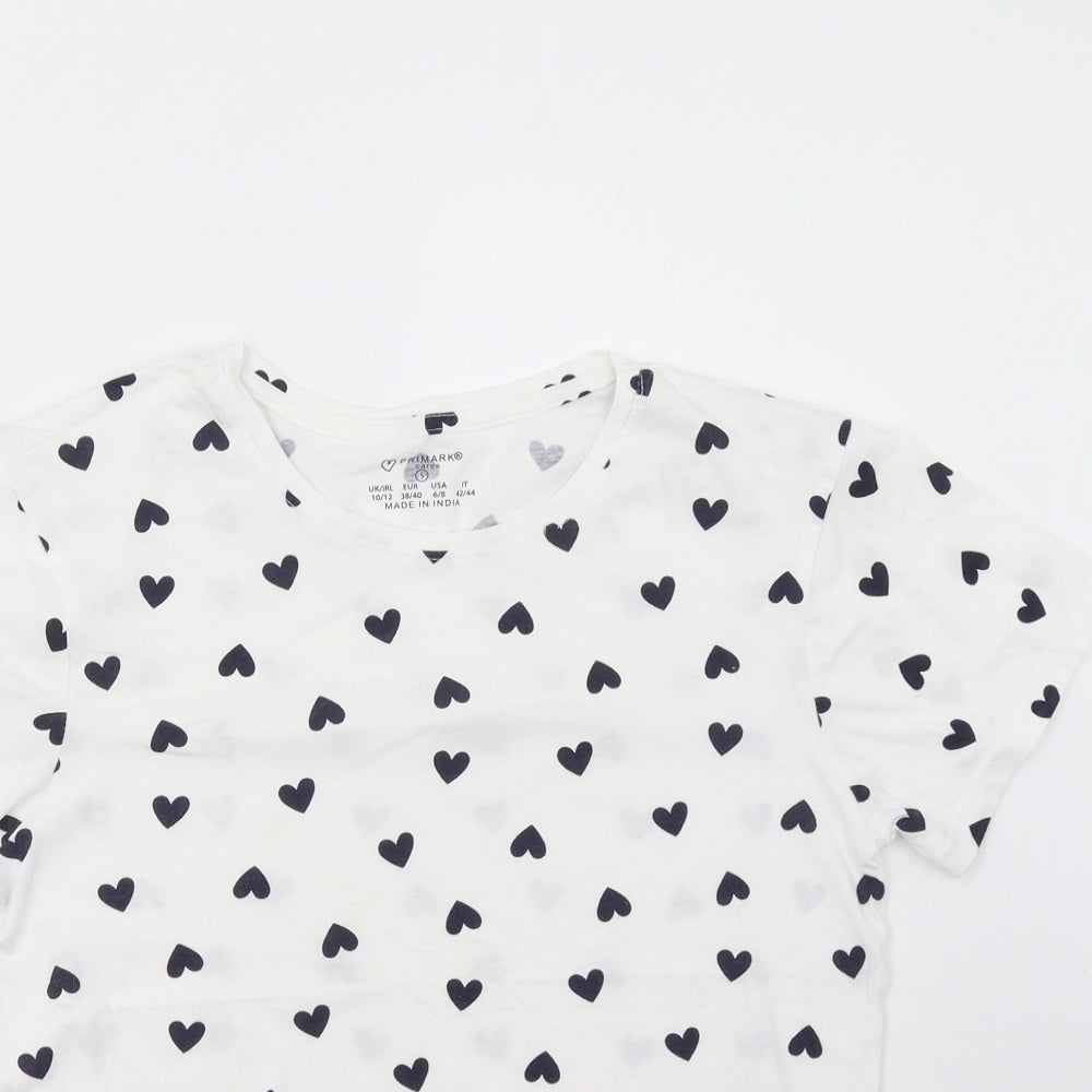 Primark Womens White Polka Dot  Basic T-Shirt Size 12