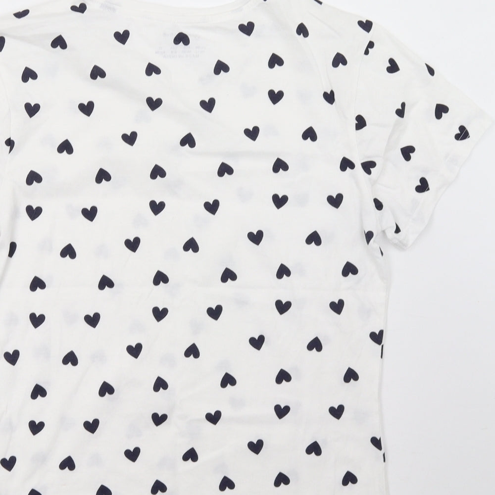Primark Womens White Polka Dot  Basic T-Shirt Size 12
