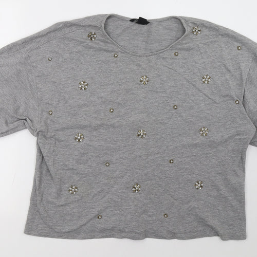 H&M Womens Grey   Pullover Sweatshirt Size L
