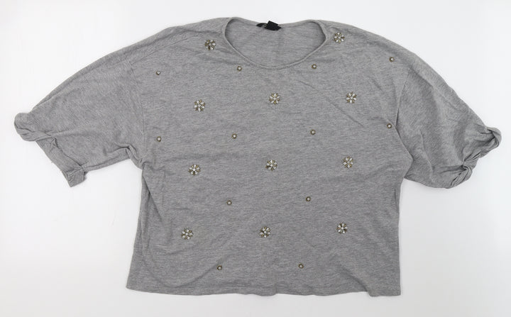 H&M Womens Grey   Pullover Sweatshirt Size L