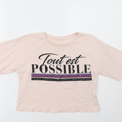 River Island Girls Pink   Cropped T-Shirt Size 9-10 Years