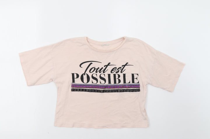 River Island Girls Pink   Cropped T-Shirt Size 9-10 Years