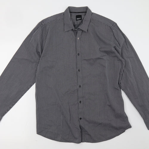 gibson  Mens Black Striped   Button-Up Size 16.5