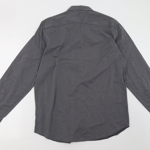 gibson  Mens Black Striped   Button-Up Size 16.5