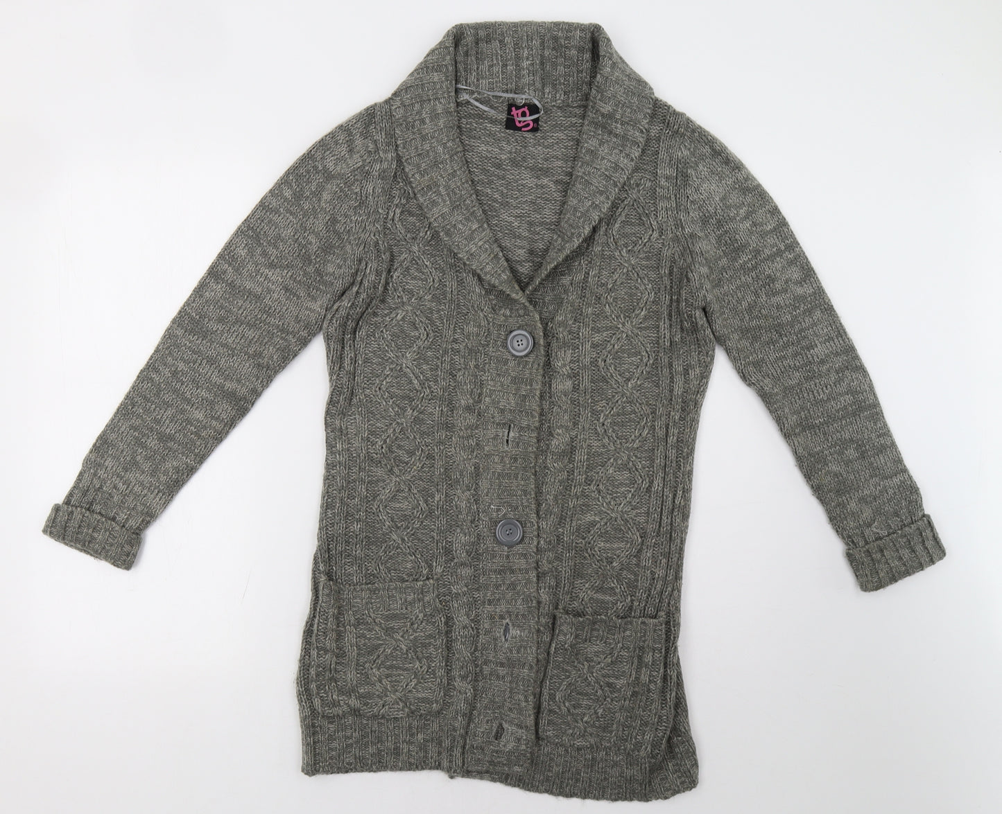 tg Womens Grey Geometric  Cardigan Jumper Size 12
