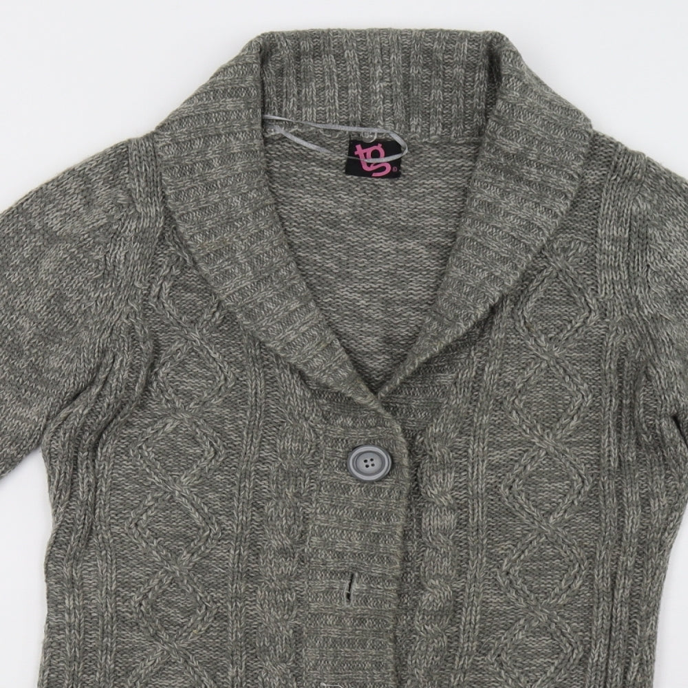 tg Womens Grey Geometric  Cardigan Jumper Size 12