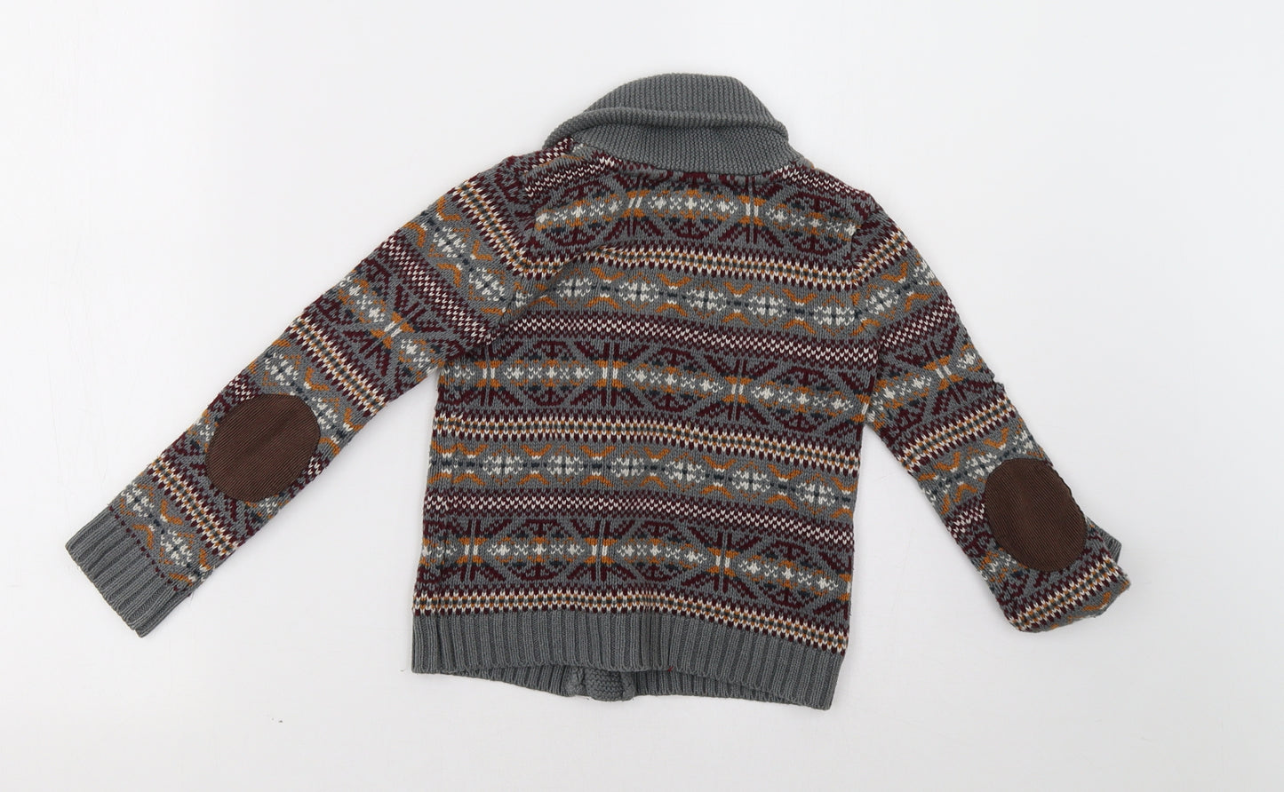 roriewhelan Boys Grey Geometric  Cardigan Jumper Size 3-4 Years