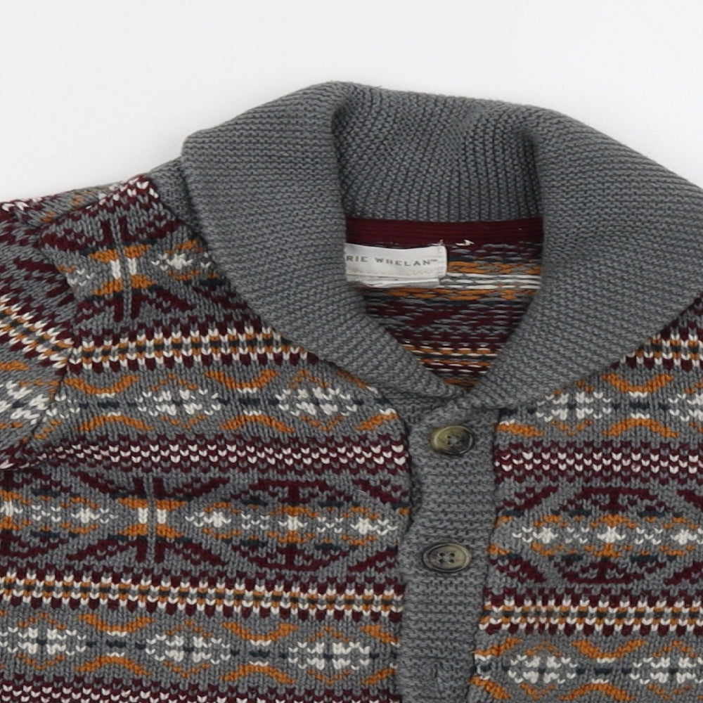 roriewhelan Boys Grey Geometric  Cardigan Jumper Size 3-4 Years