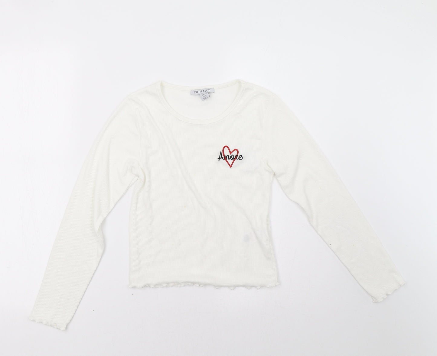 Primark Girls White   Pullover Sweatshirt Size 11 Years