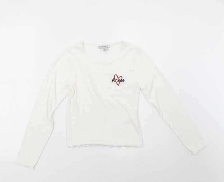Primark Girls White   Pullover Sweatshirt Size 11 Years