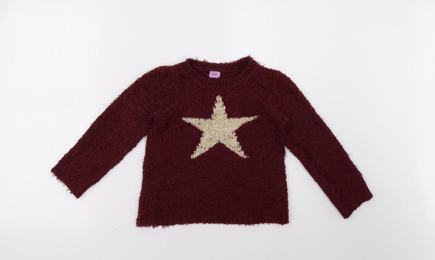 F&F Girls Red   Pullover Sweatshirt Size 4-5 Years