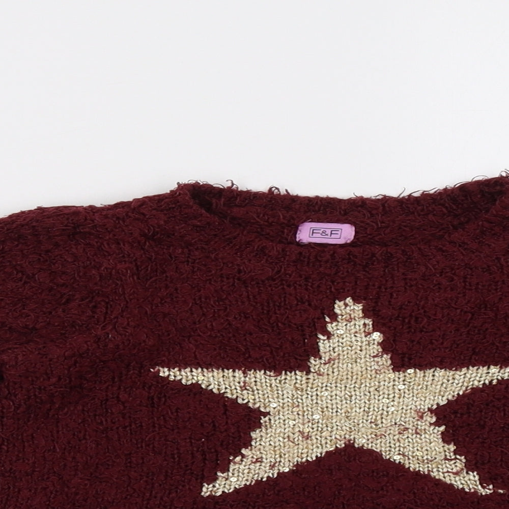 F&F Girls Red   Pullover Sweatshirt Size 4-5 Years