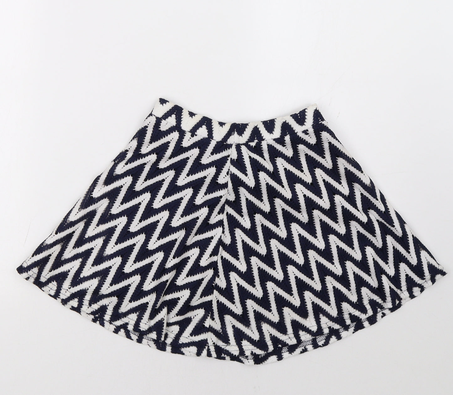 River Island Girls Blue Geometric  A-Line Skirt Size 7-8 Years