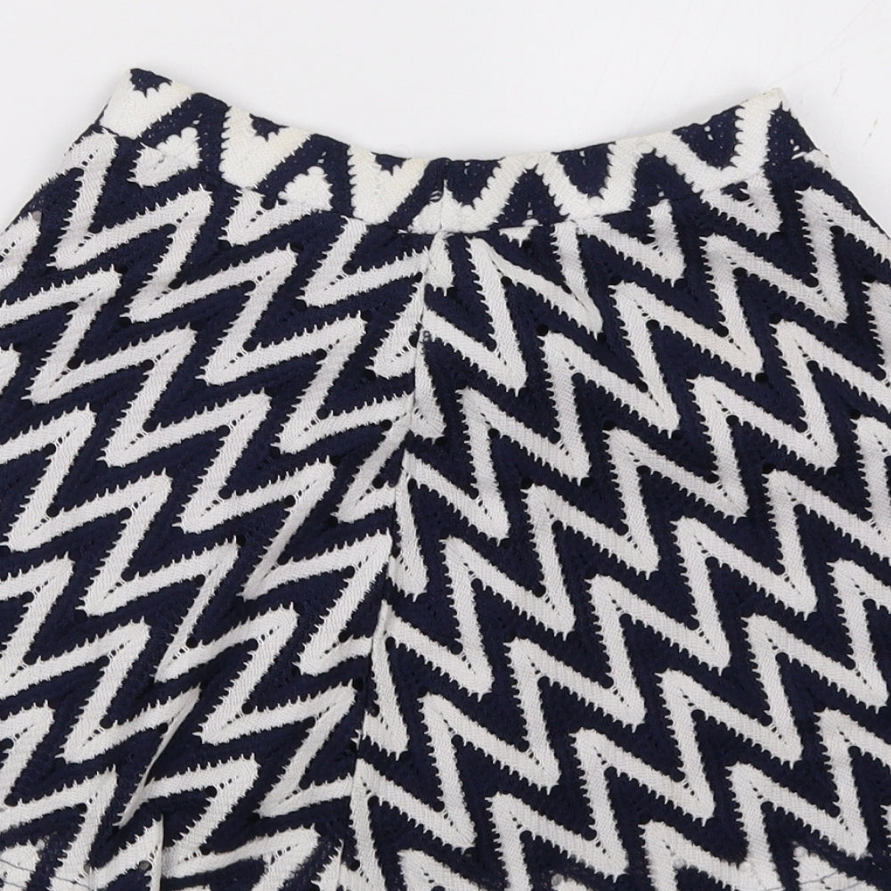 River Island Girls Blue Geometric  A-Line Skirt Size 7-8 Years