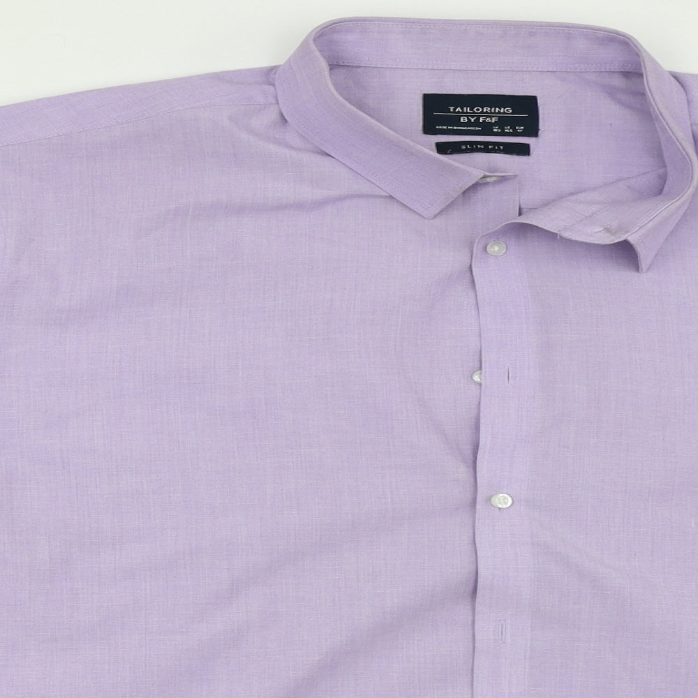 F&F Mens Purple    Button-Up Size 18.5