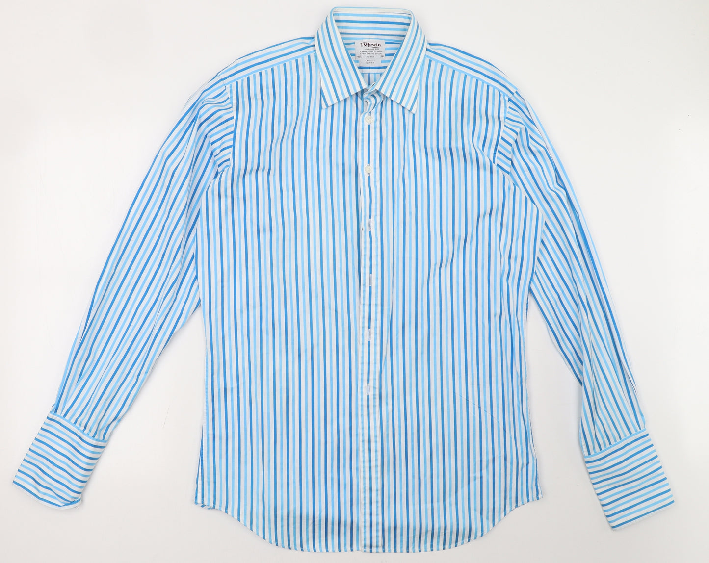 tm lewin Mens Blue Striped   Polo Size 16.5