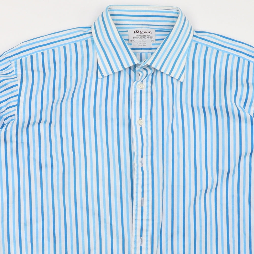 tm lewin Mens Blue Striped   Polo Size 16.5
