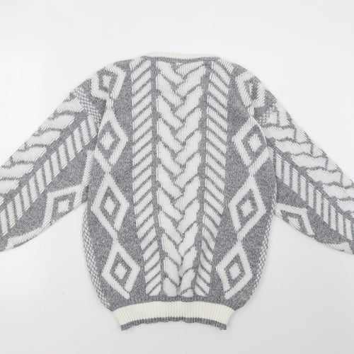 Flash Womens Grey Geometric  Pullover Sweatshirt Size S