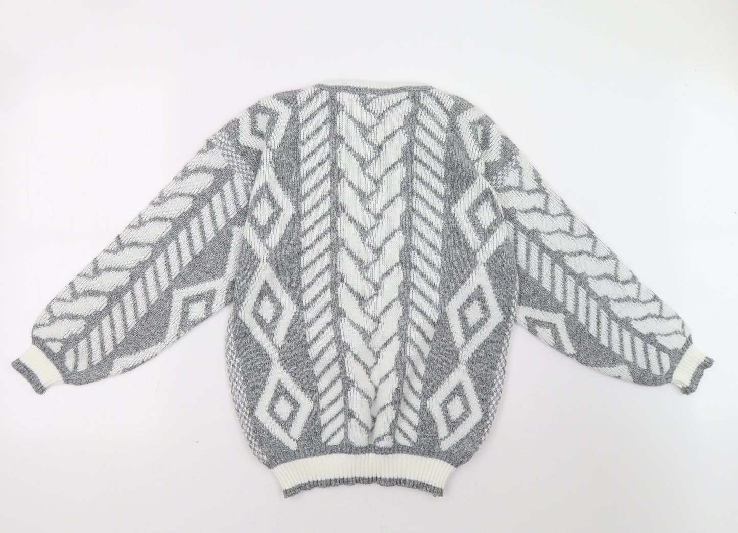 Flash Womens Grey Geometric  Pullover Sweatshirt Size S
