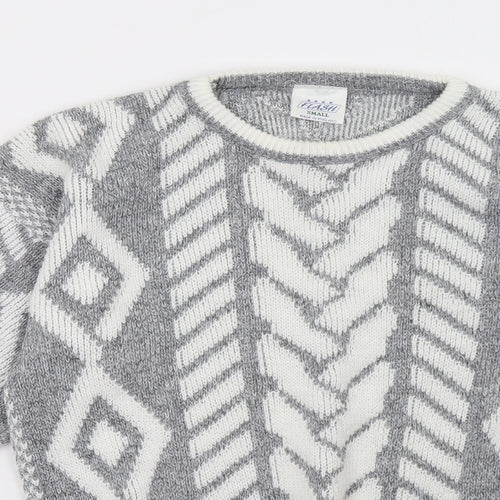 Flash Womens Grey Geometric  Pullover Sweatshirt Size S