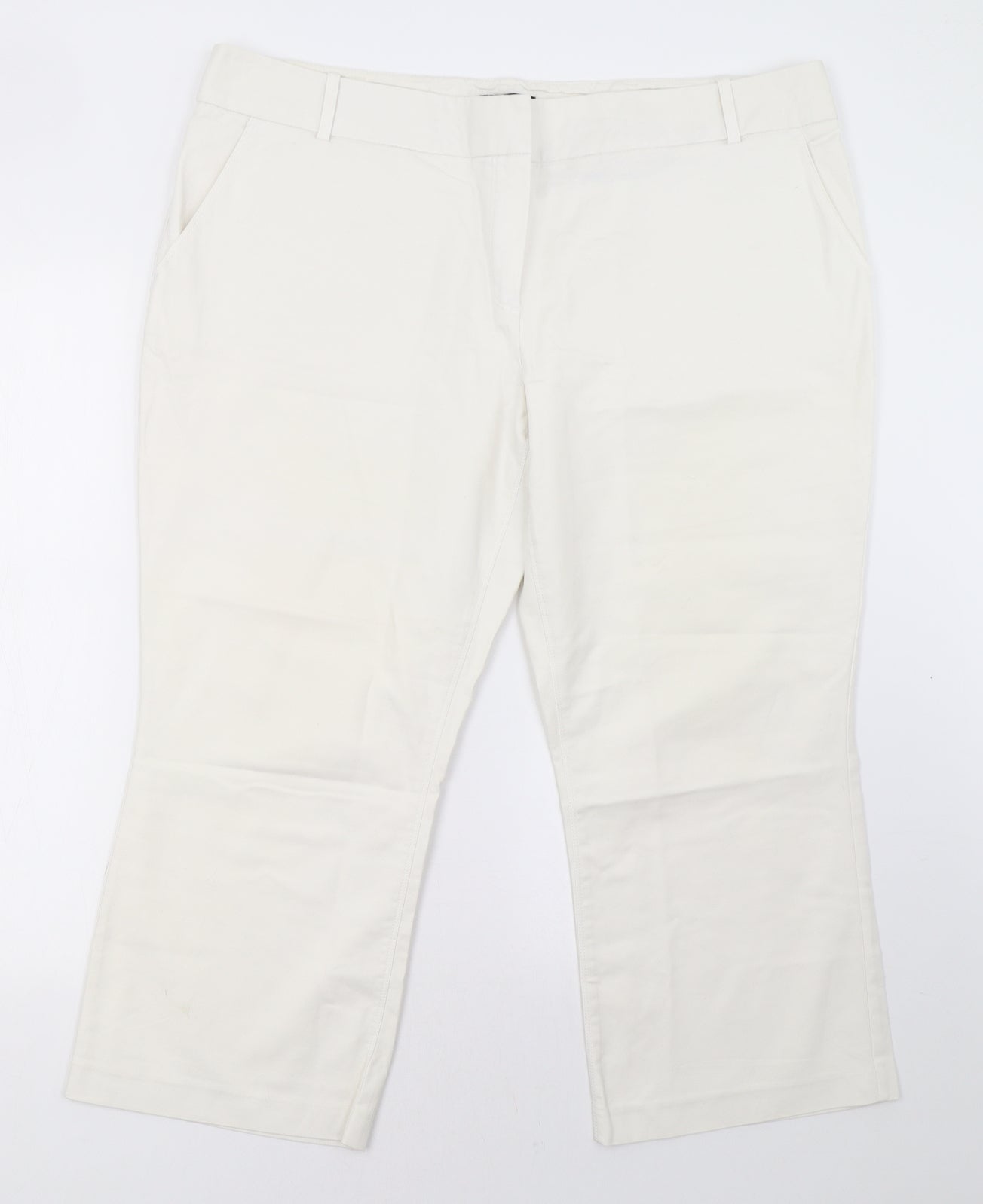 NEXT Womens White   Cropped Trousers Size 20 L26 in