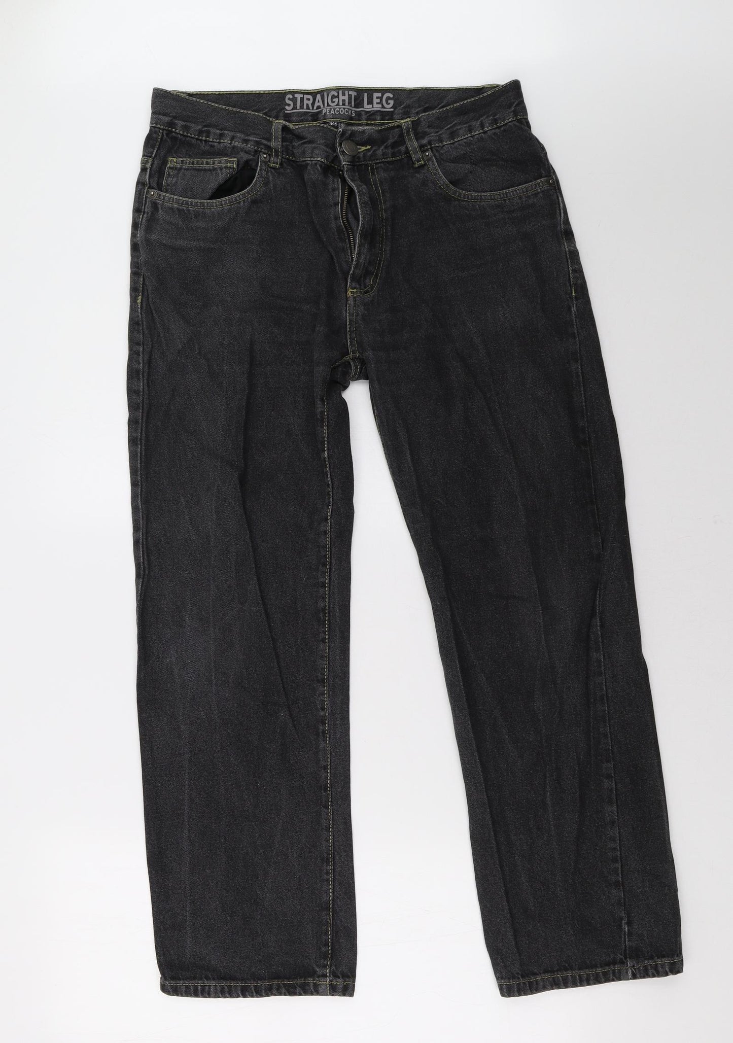 Peacocks Mens Black   Straight Jeans Size 34 L29 in - short leg