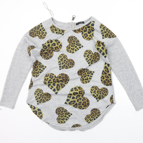Quiz Womens Grey   Pullover Jumper Size S  - HEARTS
