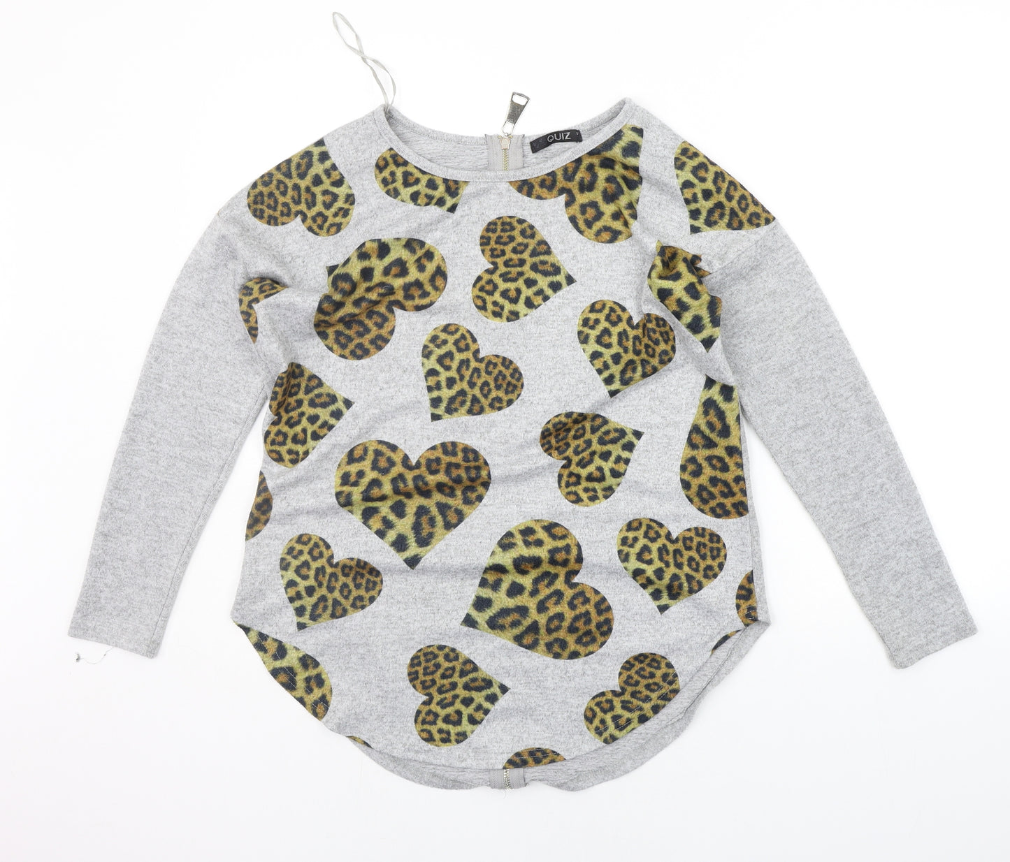 Quiz Womens Grey   Pullover Jumper Size S  - HEARTS