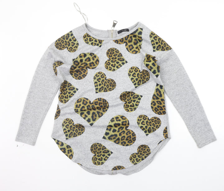 Quiz Womens Grey   Pullover Jumper Size S  - HEARTS