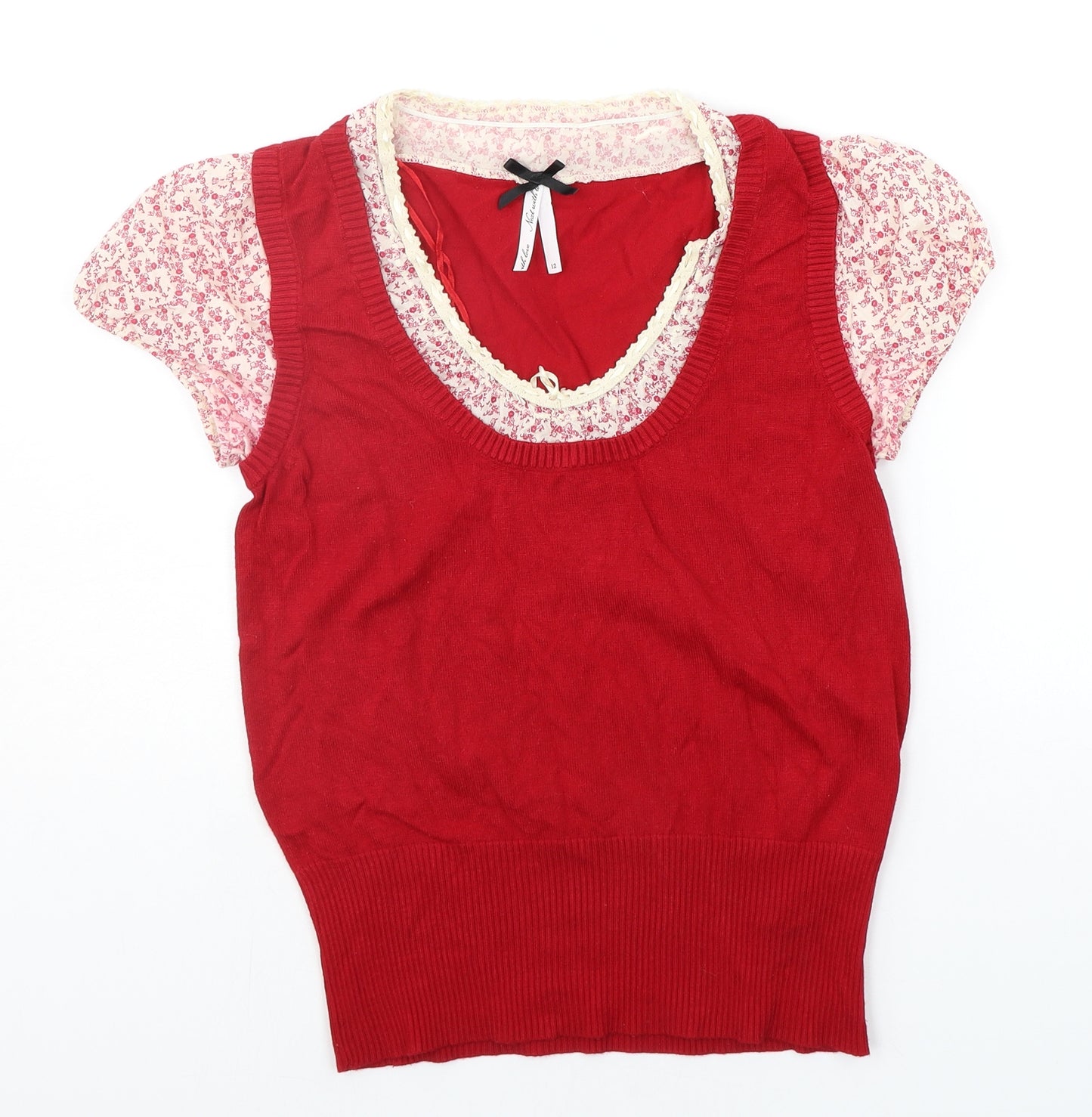 NEXT Womens Red Floral  Pullover Jumper Size 12