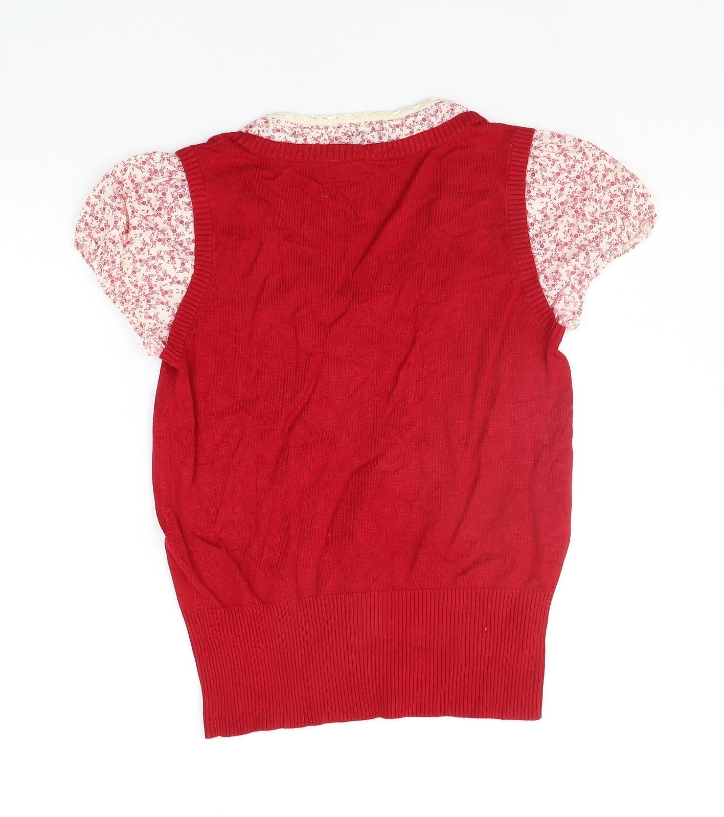 NEXT Womens Red Floral  Pullover Jumper Size 12