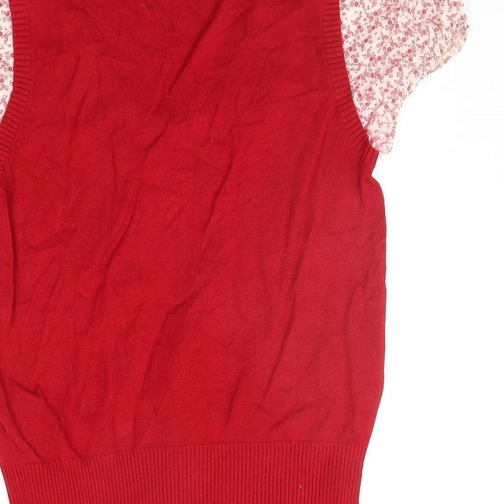 NEXT Womens Red Floral  Pullover Jumper Size 12