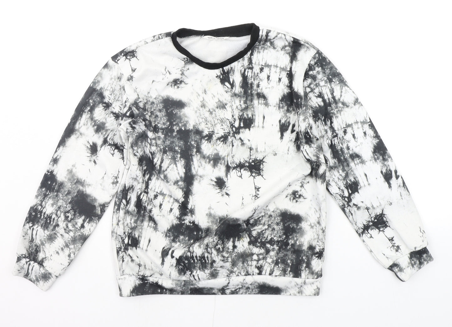 SheIn Girls White Geometric  Pullover Jumper Size 12-13 Years
