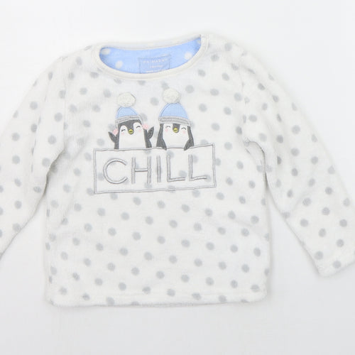 Primark Girls White Polka Dot  Top Pyjama Top Size 3-4 Years  - PENGUIN