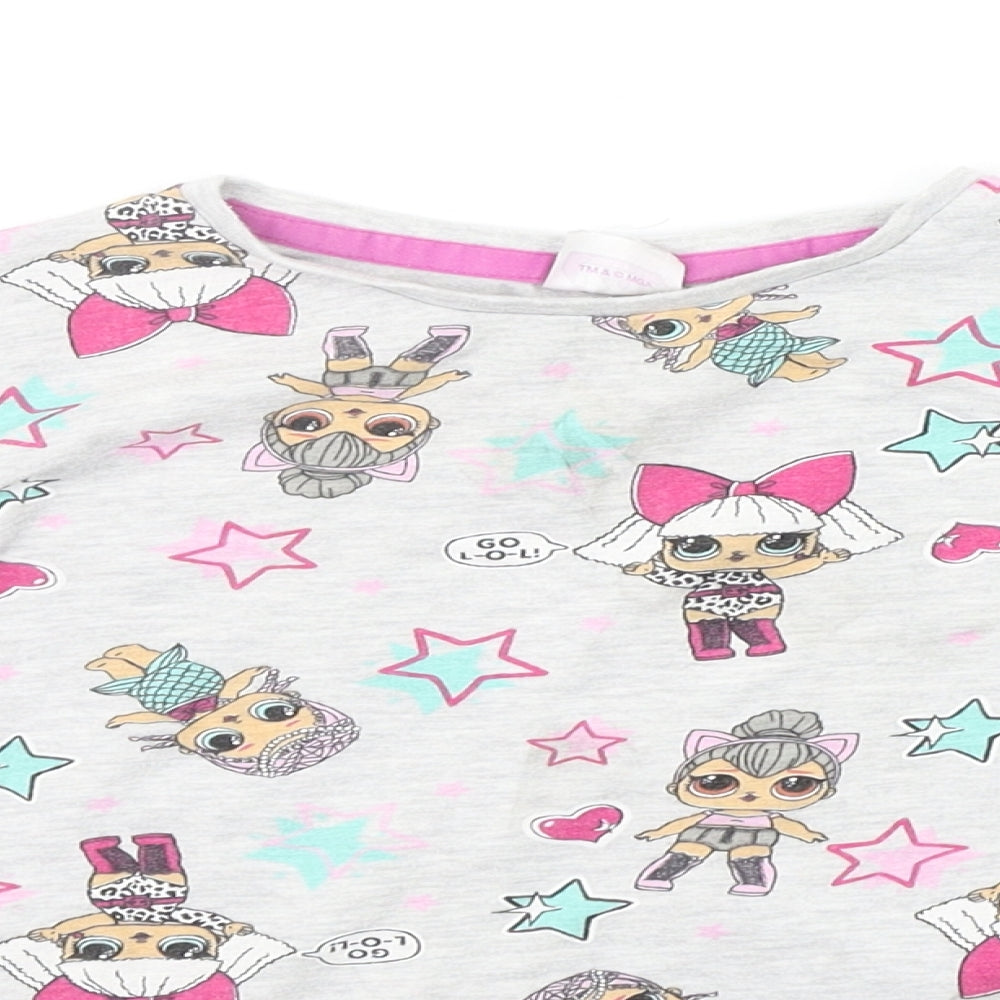Matalan Girls Grey Geometric  Basic T-Shirt Size 9 Years